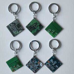 Keychains Circuit Board Set Of 6 Green Motherboard Geek‎ Gift Tech Nerd New